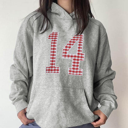 European And American Embroidery Digital Hooded Sweater