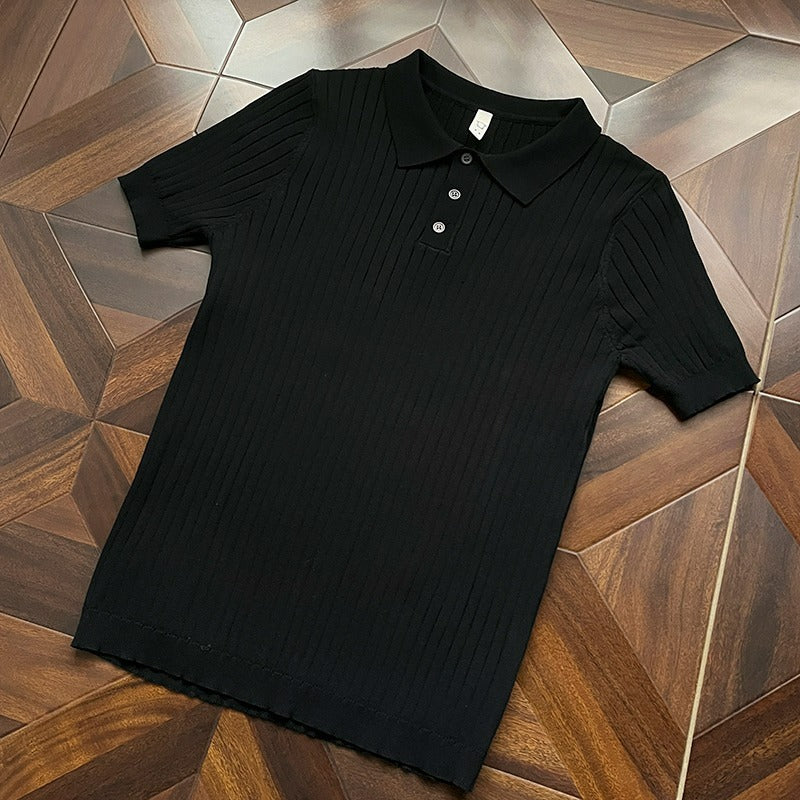 Men's Ice Silk Knitted Polo Shirt T-Shirt