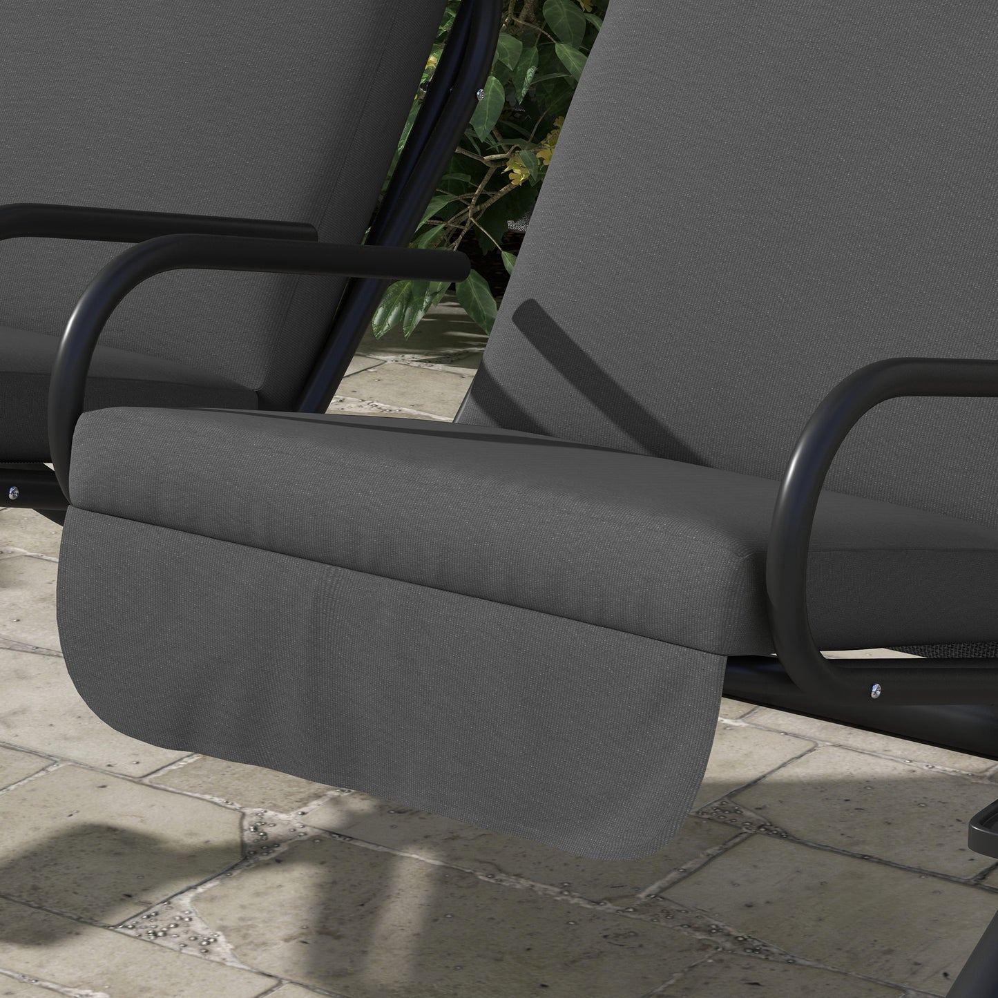2-Seater Outdoor Porch Swing with Canopy, Patio Swing Chair for Garden, Poolside, Backyard, Gray