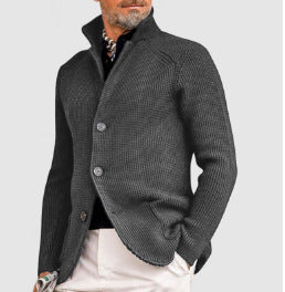Men's Casual Long-sleeved Solid Color Knitted Jacket