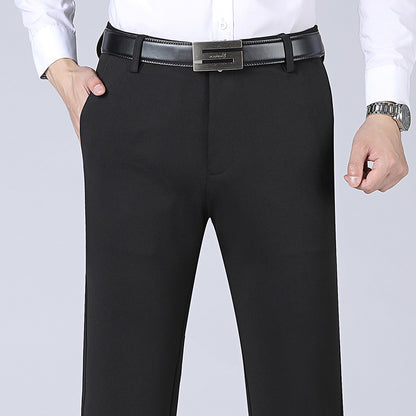 Mens Stretch Business Straight-Cut Casual Pants