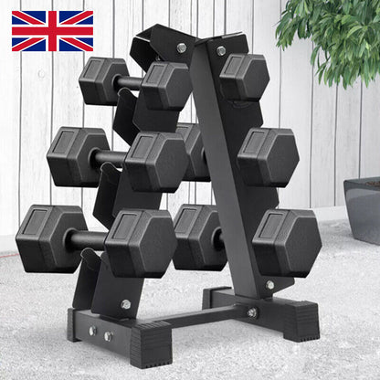 3Tier Dumbbell Rack Storage Stand Tree Hex Vertical Weight Wide Home Gym Fitness