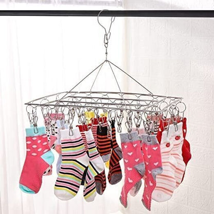 36 Thickened Clip Underwear Sock Hanger Laundry Airer Dryer Rack StainlessSteel