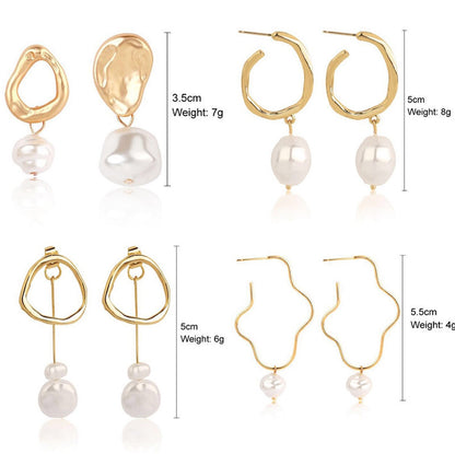 Ladies European And American Pearl Earrings Set Of 4