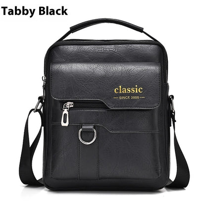 Popular Men's Messenger Bag One Shoulder Retro Business Backpack PU Leather Flaps Crossbody Bags Business Flap Male Solid Travel Bag