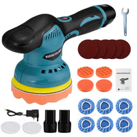 5  Cordless Car Polisher Buffer Sander Machine Polishing Pads Kit  2x Batteries UK