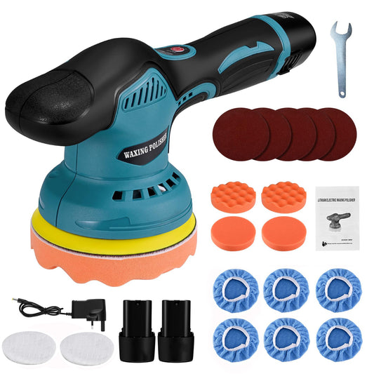 5  Cordless Car Polisher Buffer Sander Machine Polishing Pads Kit  2x Batteries UK