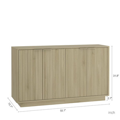 Wood Modern Buffet Cabinet With Storage, Fluted Sideboard Large Buffet With Adjustable Shelves, Credenza, Accent Cabinet Console Table