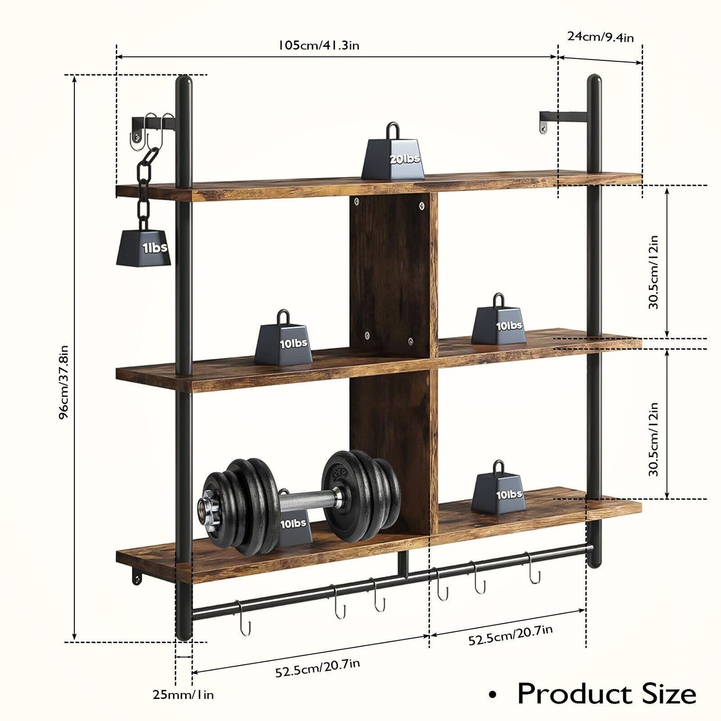3 Tier Floating Shelves Metal Brackets Wall Mounted Shelf Over Toilet Bathroom