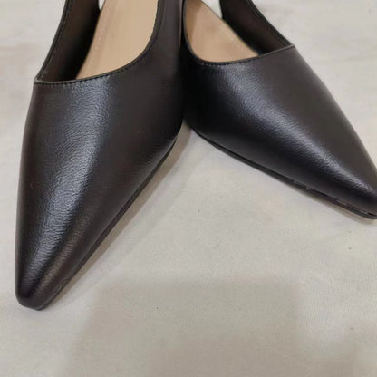 French Minority Low Heel Pointed-toe Low-cut Women's Toe Cap Sandals