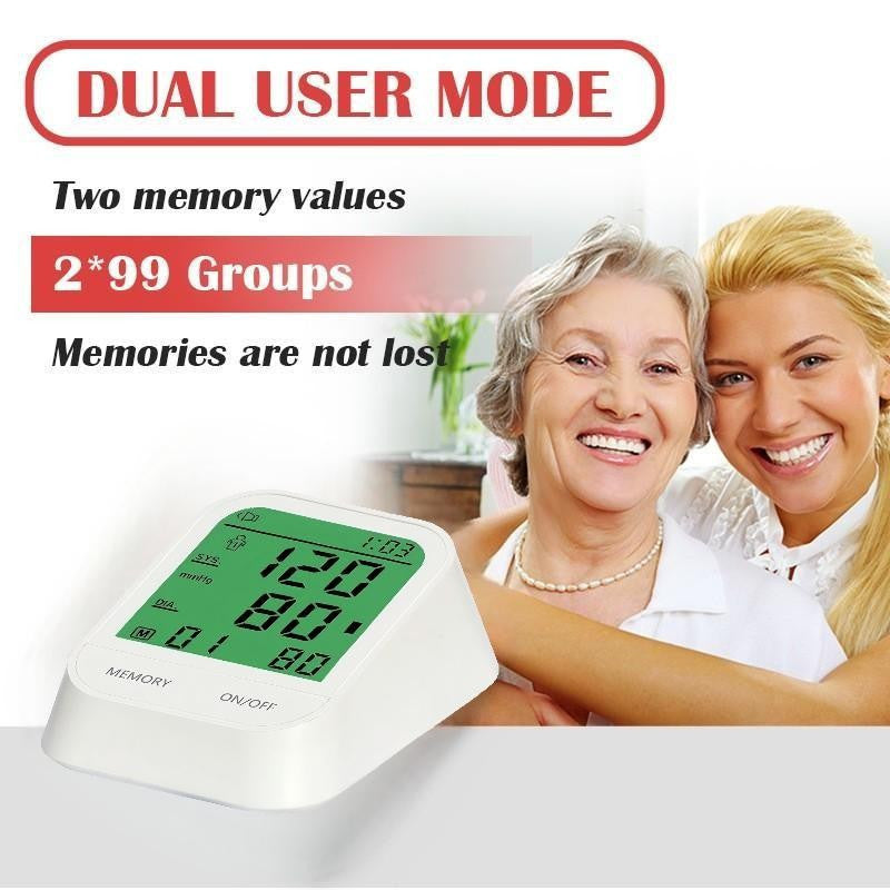 Comprehensive Home Blood Pressure Monitor With Dual-User Mode And Backlit Display