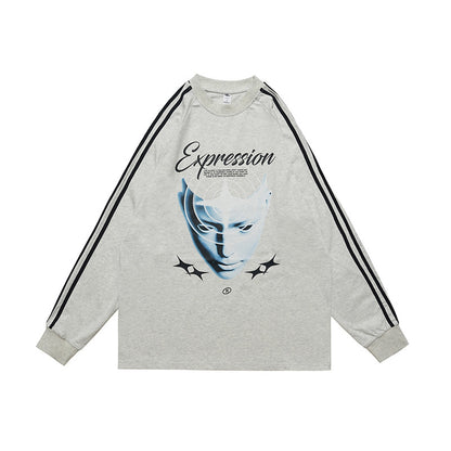 Heavy Pure Cotton Portrait Letter Printed Loose Long Sleeves