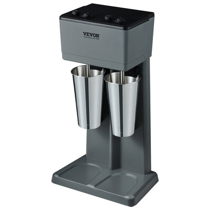 VEVOR Milkshake Maker, 375W X 2 Electric Milkshake Machine, Double Heads Drink Mixer Blender Machine, 3-Speed Milkshake Mixer With 2 X 820 Ml Stainless Steel Cups, For Commercial And Home