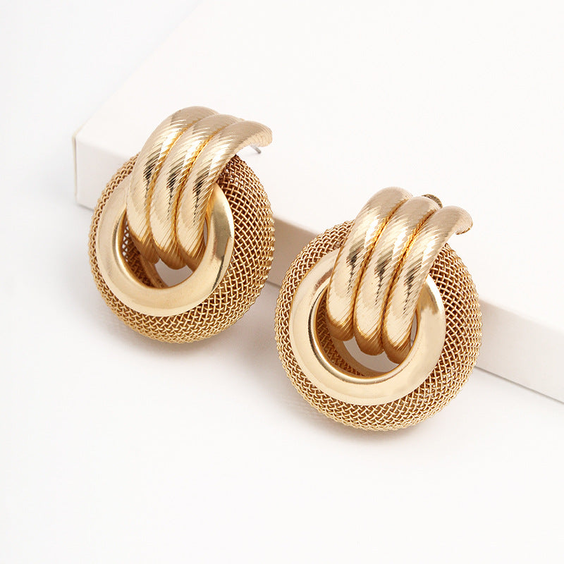 European And American Foreign Trade New Ins Wind Golden Volute Earrings Women