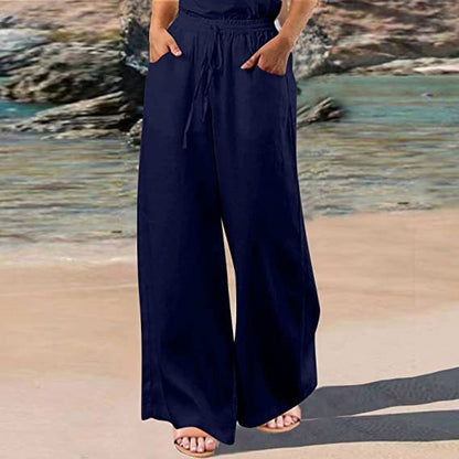 Loose Cotton And Linen Wide Leg Pants