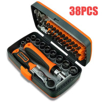 38Pcs Set Rachet Screwdriver Bit Set Socket Slotted Phillips Pozi Torx Hex Tool