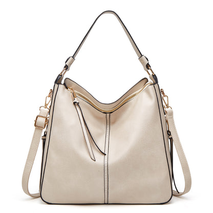 Hobos Zipper Bucket Bags With Adjustable Shoulder-strap Handbags Temperament High Capacity Messenger Shoulder Bag For Women