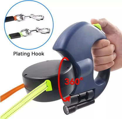 Retractable Lead Leash Double  Dual Doggie 2 Dog 50 Pounds For Pet