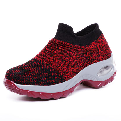 Large Size 43 Women's Shoes Air Cushion Fly-knit Sneakers Slip-on Shoes Fashion Rocking Shoes Casual Shoes Sock Shoes