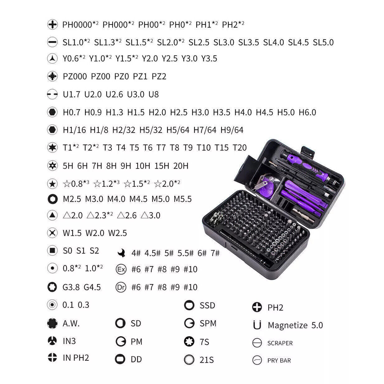 170 In 1 Precision Screwdriver Set Repair Tool Kit For Laptop Computer PC Phone